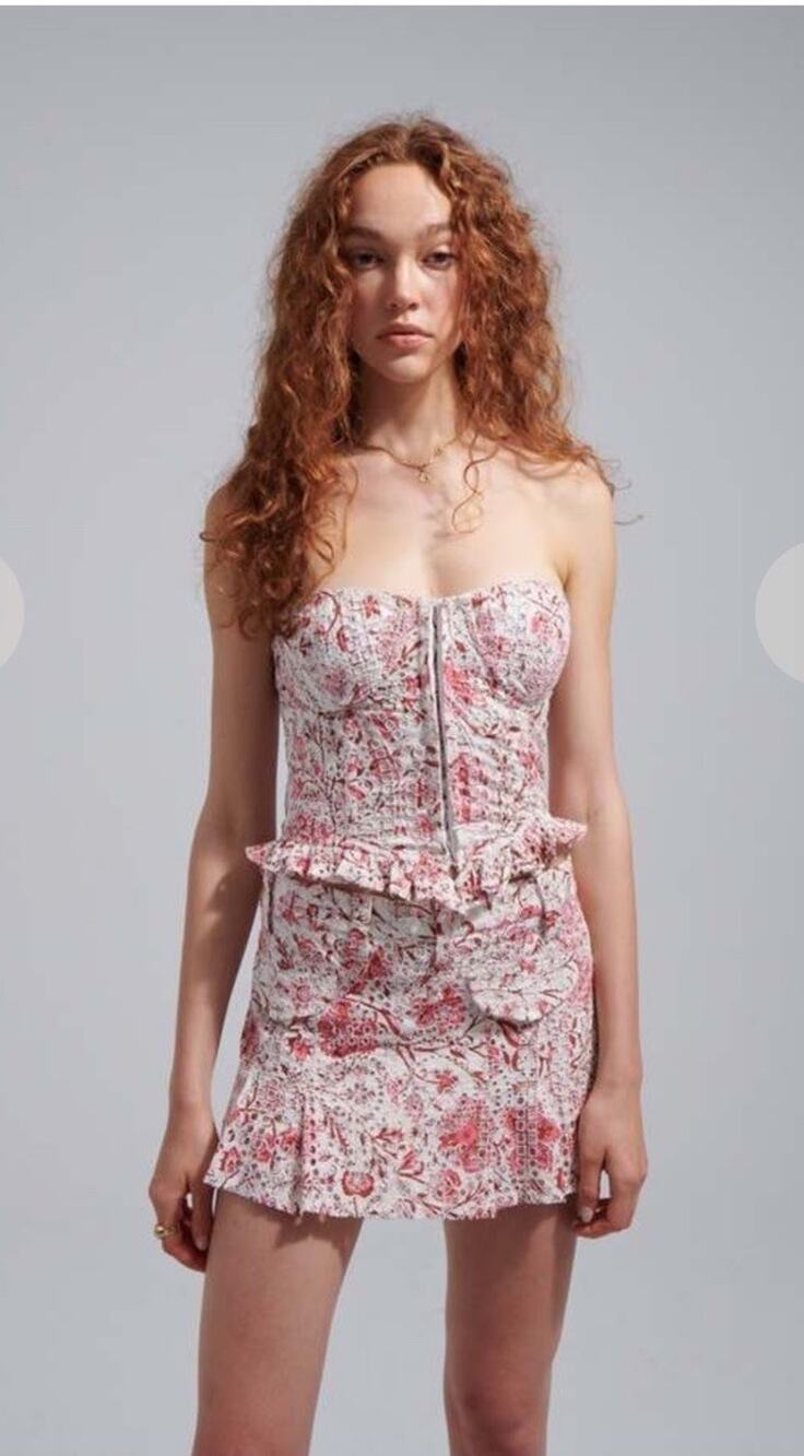 Love the Label Shira Pink Eyelet Cotton Corset Top Strapless Bustier Party S